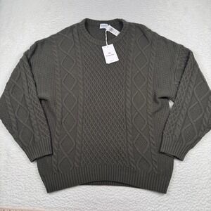 Sunday Best Aritzia Chunky Cable Knit Wool Blend Sweater Womens Large Dark Olive